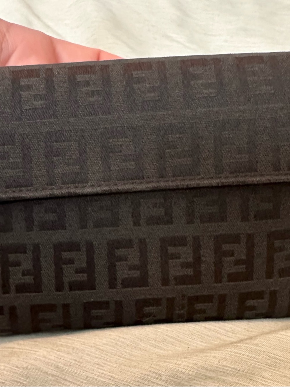 Fendi Trifold Wallet Mini FF Zucca Black Logo Classic Luxury Women’s